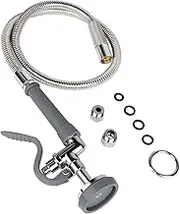 KOLLNIUN Spray Valve with Pre-Rinse Hose 44 inches Commercial Flexible Stainless Steel 1.42 GPM High Pressure Pre Rinse Dish Sprayer Assembly for Restaurant Industrial Kitchen Faucet, Gray