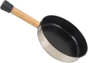 BESPORTBLE Nonstick Camping Frying Pan Portable Egg Pan for Eggs Stainless Steel Wood Handle Easy Clean Flat Bottom Suitable for Gas Stove