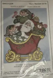 Mary Maxim Santa's Sleigh Wall Hanging Plastic Cancas Kit DWC# 2230 MM#21170 New