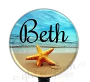Tropical Beach Badge Reel, Starfish Retractable Badge Holder, Personalized G4300
