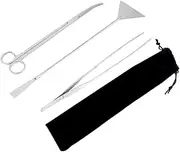 HOMSFOU 1 Set Stainless Steel Aquarium Cleaning Tools Aquascaping Kit with Storage Bag Durable Flexible Fish Tank Maintenance Tools for Aquatic Enthusiasts