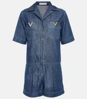 [Valentino] Valentino Embellished denim playsuit AU 16 blue