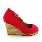 Kayleen Los Angeles Womens Ankle Strap Arial Wedge Espadrilles Fuchsia 7 New