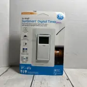GE SunSmart Digital In-Wall Timer, Daily ON/Off Times, Programmable 32787