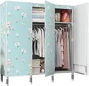 Canvas Wardrobe, Portable Wardrobe Shelves with Hanging Rail, Shelves, Clothes Closet Storage Organizer for Bedroom, Living Room,