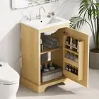 20" Bathroom Vanity with Sink, Soft Closing Door, Adjustable Shelve, Wood Color