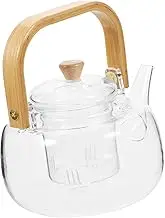Cabilock Borosilicate Glass Teapot with Infuser Transparent Tea Pot for Loose Leaf Blooming Tea Stovetop Safe Kettle with Removable Strainer for Home Office Use