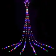 Six Strand Cascading Christmas String Lights 320 LED Solar & Cord Powered