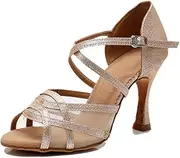 MGM-Joymod Damen Comfort Mesh Glitzer Peep Toe Salsa Tango Ballsaal Latein Moderne Tanzschuhe Hochzeit Party Sandalen