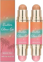 Multi-purpose Contour Stick, Double-Head Contour Eyeshadow Blush Soft Mist Makeup Effect, Long-Lasting and Portable(2pcs)