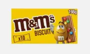 M&M'S CHOCOLATE BISCUIT BAR - 198G - 10 BARS INSIDE - CRISPY SHELLS CANDY COOKIE