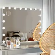 TOOLKISS Bluetooth Makeup Mirror 80x65cm – Hollywood Vanity Mirror with LED Lights, Built-in Bluetooth Speaker, Touch Controls & 10X Magnifying Mirror for Bathroom or Bedroom