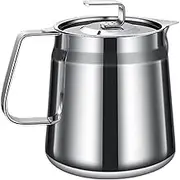 GEUGECY Stainless Steel Oil Strainer Pot - Cooking Grease Can | Large Capacity Versatile Reusable Oil Filter Vessel with Fine Mesh Strainer for Home Kitchen Frying Cooking Outdoor Camping Use