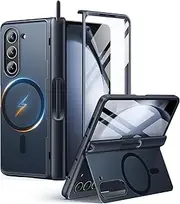 [MOBOSI] for Samsung Galaxy Z Fold 5 Case [Compatible with Magsafe], [Built-in Kickstand & Hinge Protection & Screen Protector] Full Body Slim Shockproof Phone Case for Z Fold5 with S Pen Holder, Black