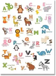 Safari Animal Alphabet Poster Nursery Boho Canvas Painting Baby Art Print Nordic Modern Wall Art Picture For Kids Room Home Decor 30x50cm Unframed