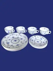 Vtg NEW Franciscan Blue White Denmark England 12 Pieces Dessert Set 4 Place Sett