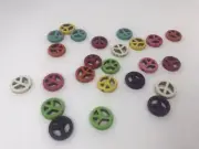 24 Pcs Assorted Color Mix Howlite 5/8 Inch Flat Peace Sign Colorful Beads 15mm