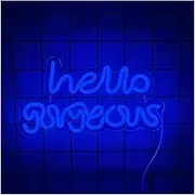 Sign Lamp Hello Gorgeous Neon Sign LED Light for Home Wedding Birthday Party Bar Club Bedroom Wall Decor Dimmable USB Powered Lamp 35cmx19cm