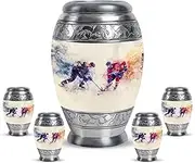 Ice Hockey Urns for Human Ashes - Urns for Human Ashes Adult Female - Memorial Keepsakes for Ashes - White Funeral for Human Ashes - Small Urn for Ashes Keepsake (Combo of 5, 10" & 3")