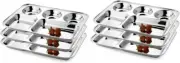 Stainless Steel Five Compartment Round Plate Thali Mess Tray Dinner Plate 33cm