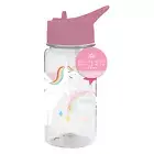 Unicorn Printed Plastic Water Bottle 400ml With Straw BPA FREE Girls Kids School