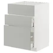 METOD / MAXIMERA base cab f sink+3 fronts/2 drawers, white/Havstorp light grey, 60x60x80 cm