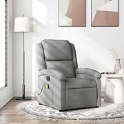 Light Grey Recliner Chair for Living Room, Bedroom - Comfy Fabric Reclining Massage Chair - Furniture, Spaces, Chairs, Reading, Lounge