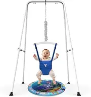 G TALECO Gear Baby Jumper with Stand,Baby Bouncer,Easy Set-Up,Baby Exerciser for Active Babies,Suitable for Indoor and Outdoor, Blue (Water Mat Include)