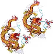 WEKAMOS 1 Pair Traditional Chinese Dragon Iron Patches Elegant Embroidered Applique for Cheongsam Jackets and Jeans Cultural Charm Artistic Style Versatile Sewing Patches for Pants