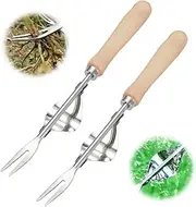 Manual Hand Weeder - Stainless Steel Manual Weed Puller, Bend-Proof Leverage Base for Super Easy Weed Removal & Deeper Digging, Transplant Gardening Tool for Yard Lawn and Farm (2pcs)