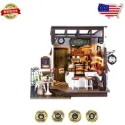 DIY Miniature Coffee Shop Kit with Light-Up Feature - Creative Craft for Adults