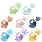 Baby Feeding Set Silicone Material Bibs Babies Suction Bowls for Baby Training