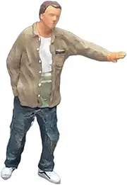 Eigell 1/64 Scale People Figure Hand Painted Desk Decoration Collectibles Mini Resin for Miniature Scene Photography Props Layout, Khaki