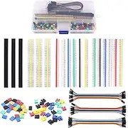 Glarks 248Pcs 40 Pin Breakaway Pin Headers and 2.54mm Circuit Board Jumper Caps with Breadboard Jumper Wire Ribbon Cables Connectors Assortment Set for Electronic Technology Arduino DIY