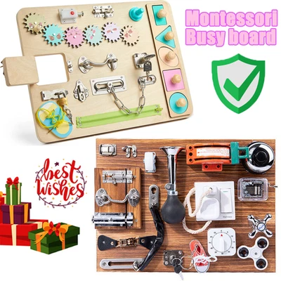 2X Montessori 20 Life Skill Sensory Activity Busy Board Education Toy 40x30 cm