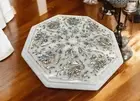 24" White Marble Side Coffee Table Mop & Abalone Stone Floral Arts Home Decors