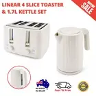Linear 4 Slice Toaster And 1.7L Kettle Set Electric Kitchen Combo Off White