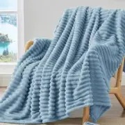 Fleece Throw Blanket for Couch - 300GSM Soft & Warm Throw(50"x60") Light Blue