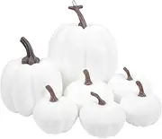 Artificial Pumpkins for Halloween, 7 Fall Pumpkin Decor, Harvest Pumpkins for Fall, Assorted Sizes Foam Faux Pumpkins Halloween Fall Wedding Holiday Decorations