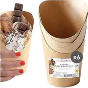 ScrapCooking - 6 Bags for Churros & Bubble Waffle Irons - Round Cups - Colour Kraft Paper - Bubble Waffle - Ideal for Snacks, Birthdays, Celebrations - Food Safe - 5506