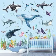 DECOWALL SG3-2430 Large Sea Creature Wall Stickers Decals Kids Under The Sea Ocean Bathroom Bedroom Fish Nursery Décor Turtle Art Baby Room Peel