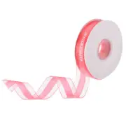 1" 50 Yard Happy Birthday Ribbon Chiffon Organza Satin Ribbon, Light Red