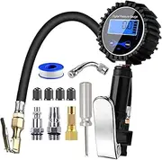 YUENTOEN Digital Tire Inflator with Pressure Gauge, 200 PSI Heavy Duty Air Chuck and Compressor Accessories with Rubber Hose and Quick Connect Coupler for Car Trucks Motorcycles Bicycles