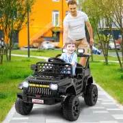 Costway12V Kids Ride on Truck Car with Parental Remote LED Lights -Black