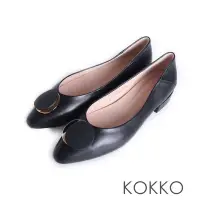 在飛比找Yahoo奇摩購物中心優惠-KOKKO精緻素雅圓形飾扣柔軟羊皮包鞋黑色