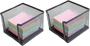 BCOATH 2PCS Self Stick Note Holder Wire Mesh Desktop Dispenser Compact Black Memo Racks for Home Office School Easy Access Scratch Wear Resistant Design