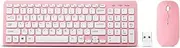 Wireless Keyboard and Mouse Combo, Compact Quiet Wireless Keyboard and Mouse Set 2.4G Ultra-Thin Sleek Design for Windows, Computer, Desktop, PC, Notebook, Laptop (Pink)