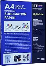 LIT Sublimation Paper A4 210x297 mm, 100 Sheets 110gsm Heat Press Transfer Paper - for Any Epson Sawgrass Ricoh HP Canon Inkjet Sublimation Printers with Sublimation Ink for Sub Blanks Shirts Mugs