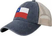 [Generic] Flag of Chile Cowboy Mesh Baseball Cap for Chilean Man Woman Outdoor Adjustable Denim Hat