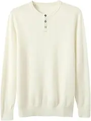 [Zadaos] 100% Solid Cashmere Pullovers Men's Loose Sweater Long-Sleeve Shirt Knitted Jacket White L